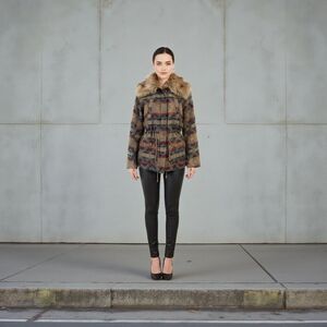 Bongo Brown Fur Trimmed Jacket Coat Aztec Boho Southwestern Western Size Medium